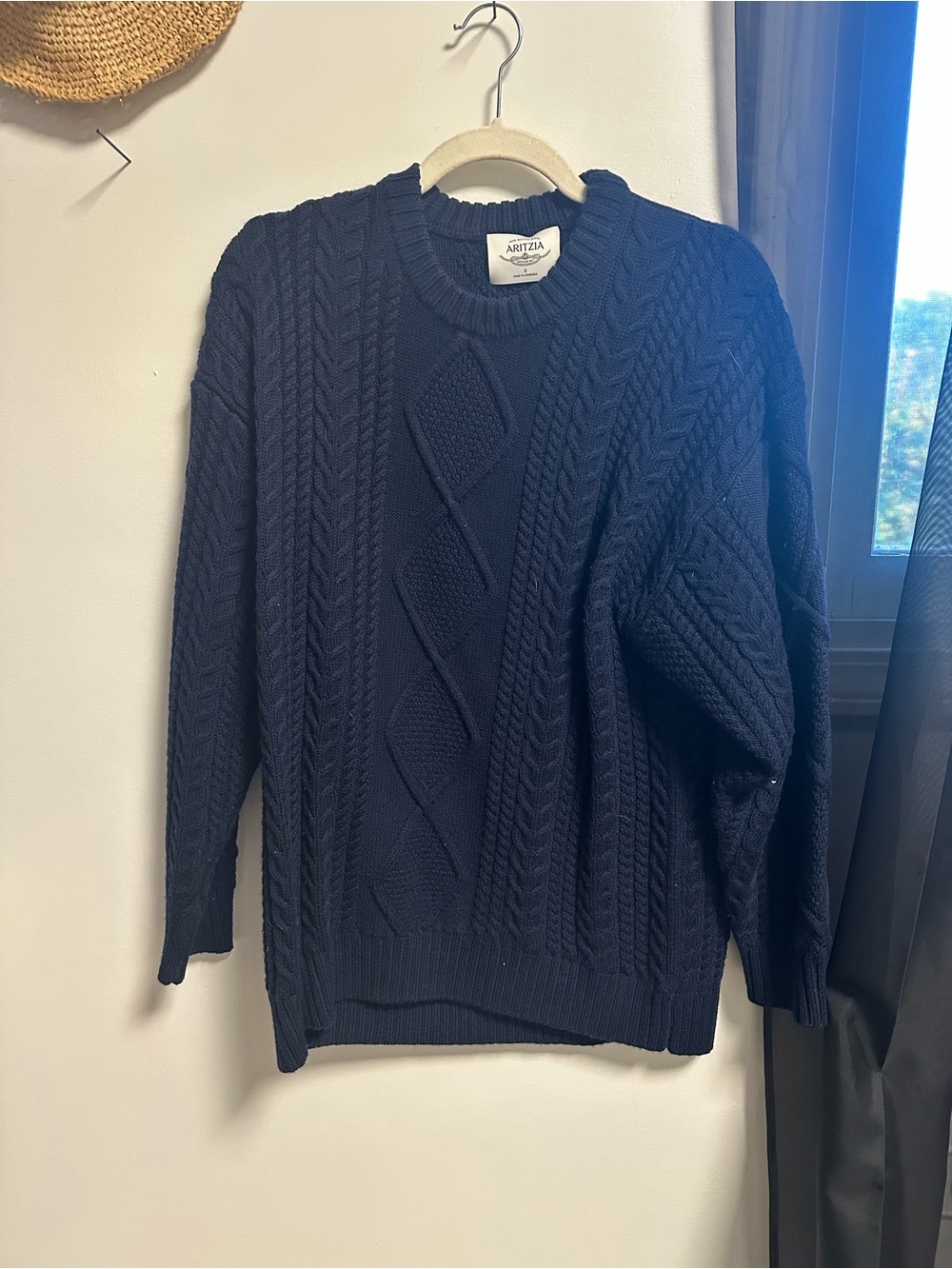 Aritzia Women’s Navy Cable Knit Sweater
